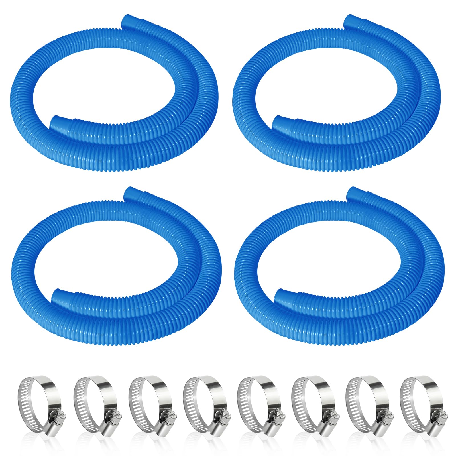 Picatu 4pc 1-25in pool hoses in 59in length for versatile above-ground setups.