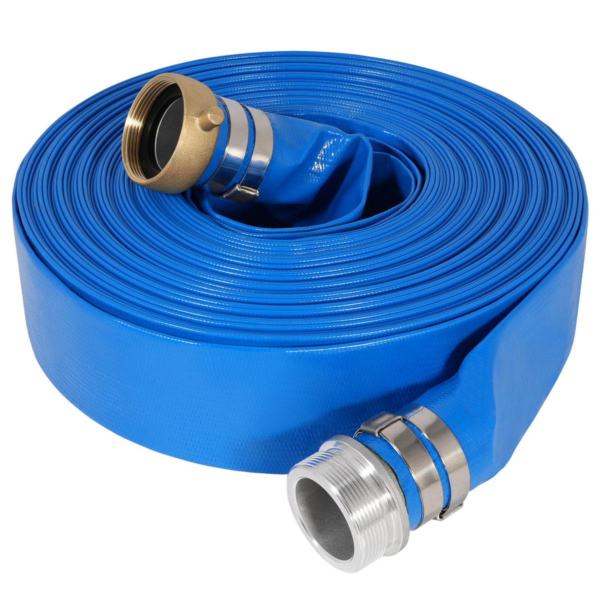 Picatu backwash hose 50ft showing sturdy lay-flat design for easy pool drainage.