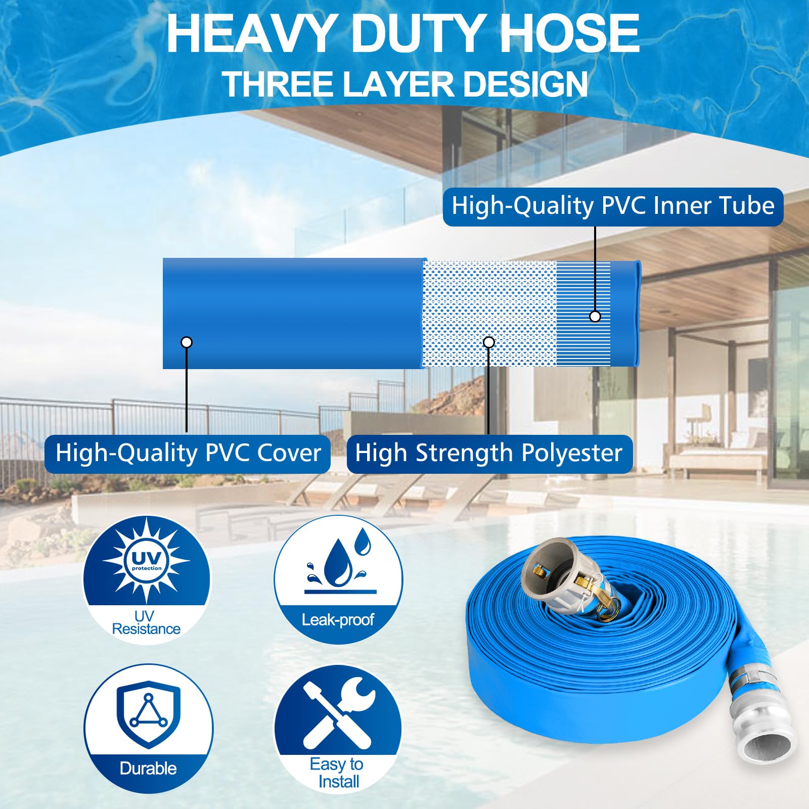 Picatu durable PVC material resists wear and corrosion in tough backwash tasks