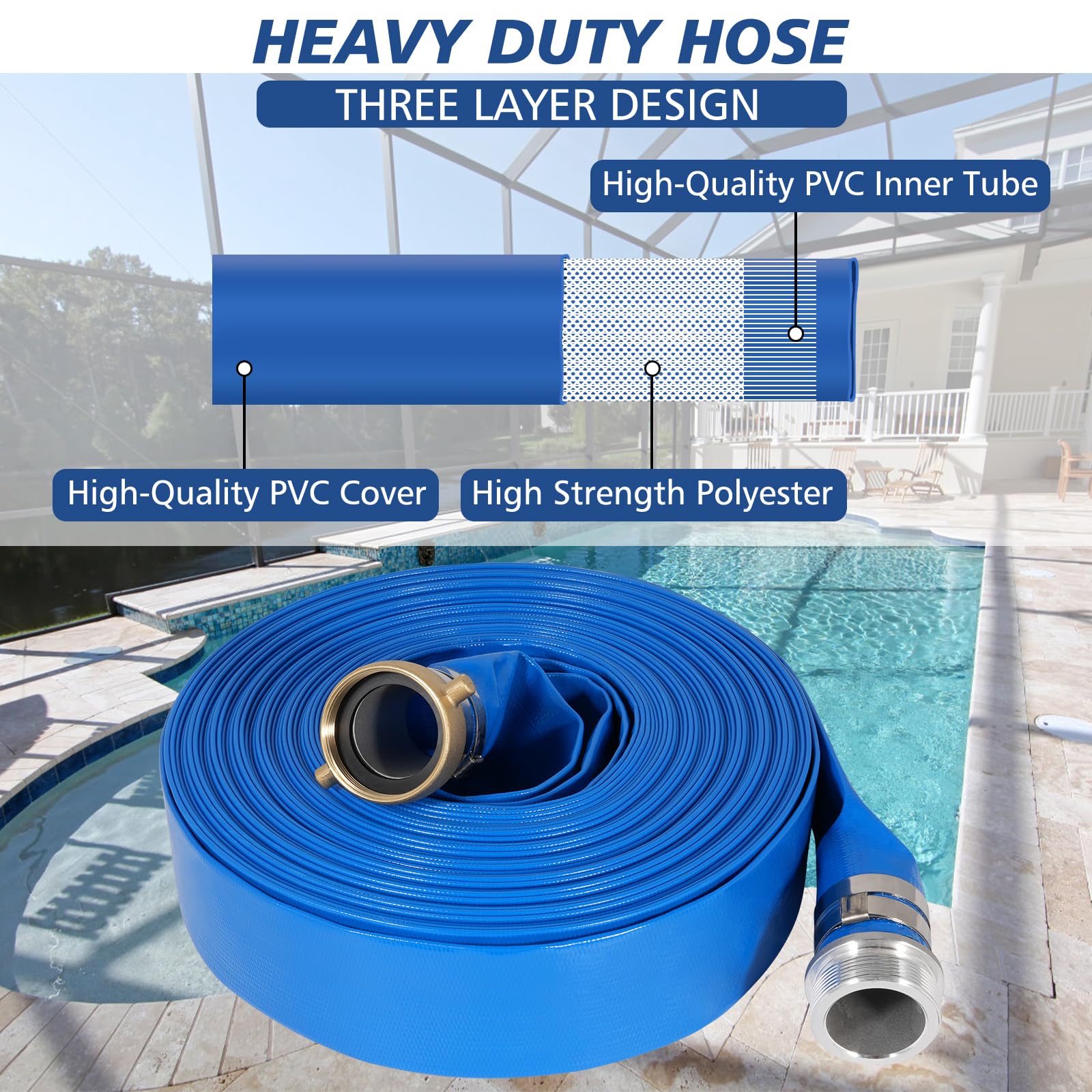 Picatu hose end with brass swivel nut, sturdy pump outlet attachment.