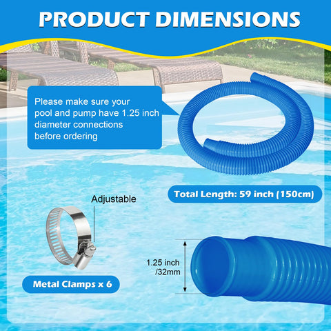 Picatu stainless-steel clamps included for secure pool hose connections.