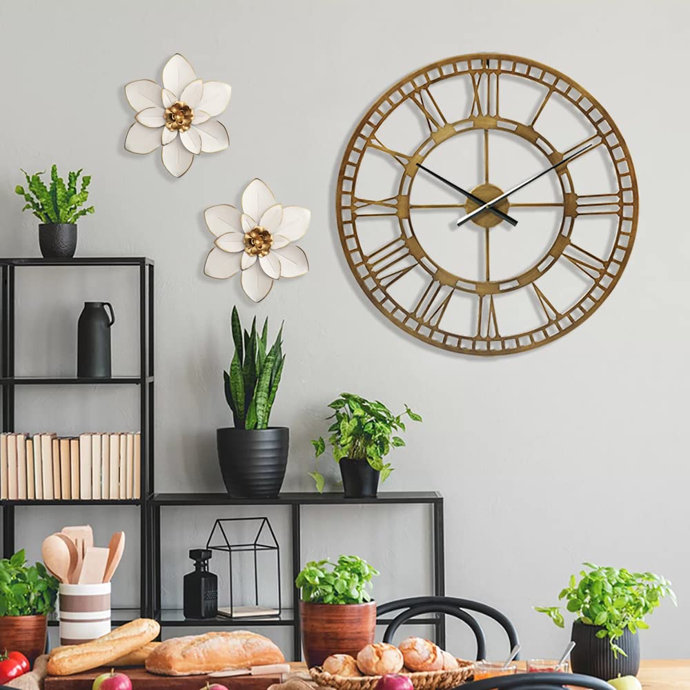 Picfarce gold edge flower wall art decor makes a refined statement in dining or office spaces