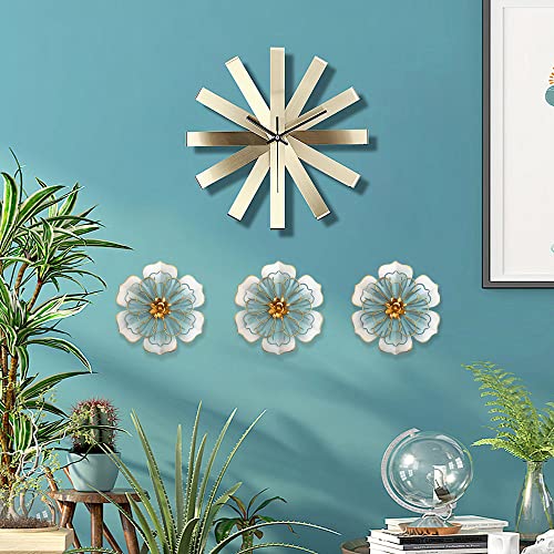 Picfarce metal flower wall art blue-gold close-up petal detail.