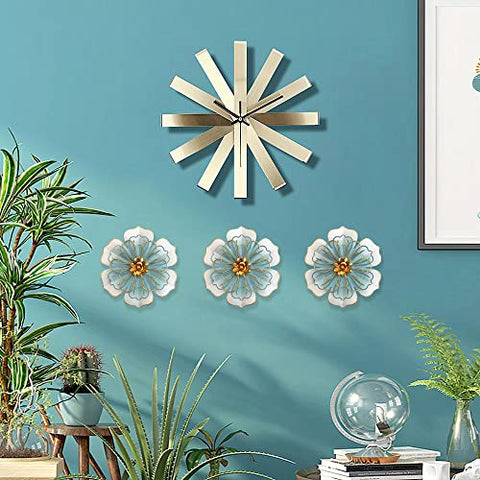 Picfarce metal flower wall art blue-gold close-up petal detail.