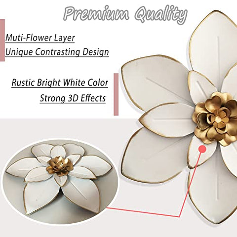Picfarce white-gold metal flower wall art adds rustic modern charm to living rooms and bedrooms