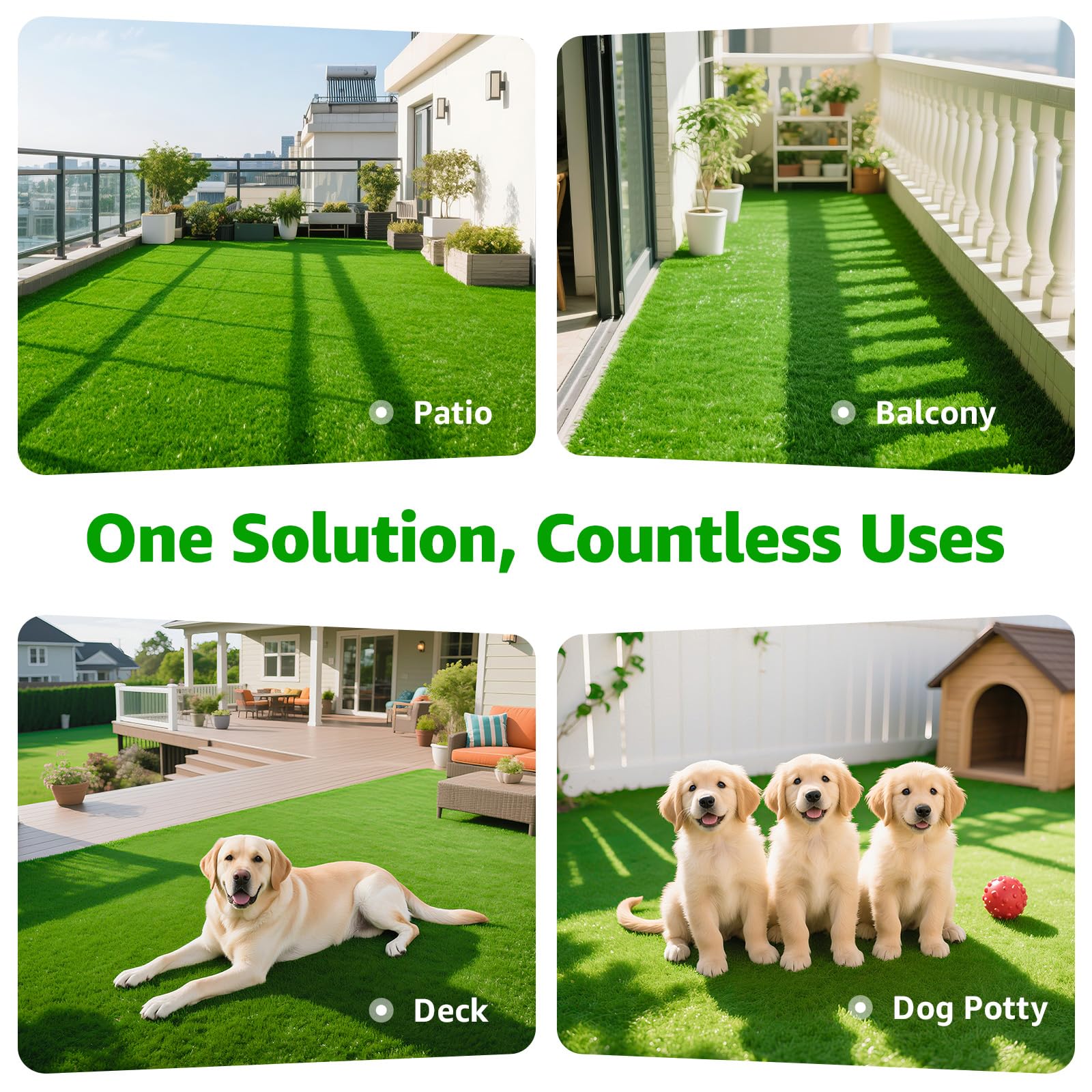Pick For Life pet-friendly artificial lawn for dogs and kids.