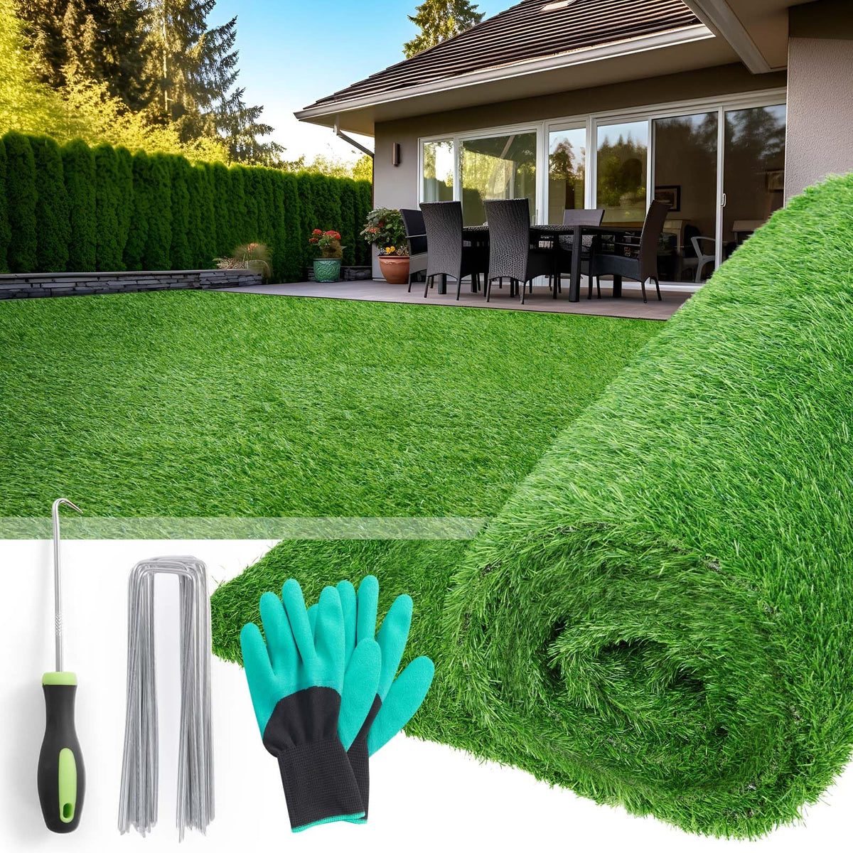Pick For Life artificial grass main view shows realistic texture for patios and balconies.