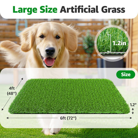 PICK FOR LIFE fake grass turf with drainage holes for quick drying after rain.