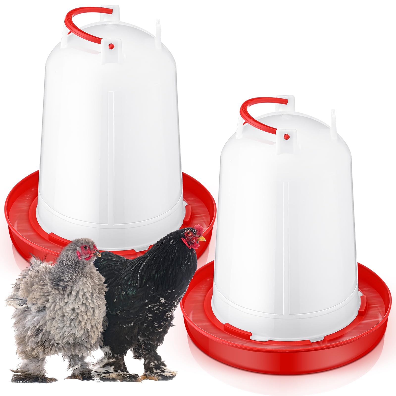 Pickmesh 2-gallon poultry waterer front view with easy gravity dispensing.