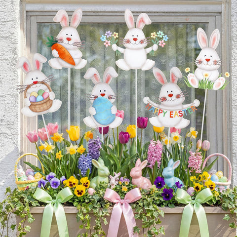 Pickmesh Easter bunny yard stake 6-pack adds colorful charm to your garden