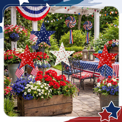 Pickmesh patio entrance star decor complements porch or deck spaces.