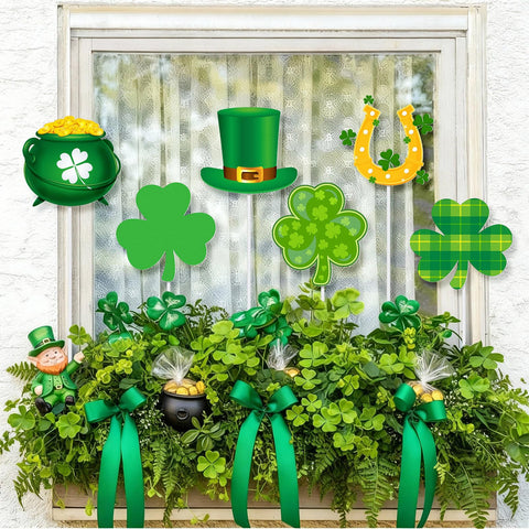 Pickmesh shamrock yard stake 12in adds festive color to planters and walkways.