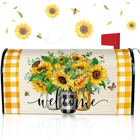 Pickmesh spring mailbox cover featuring sunflowers enhances curb appeal and durability.