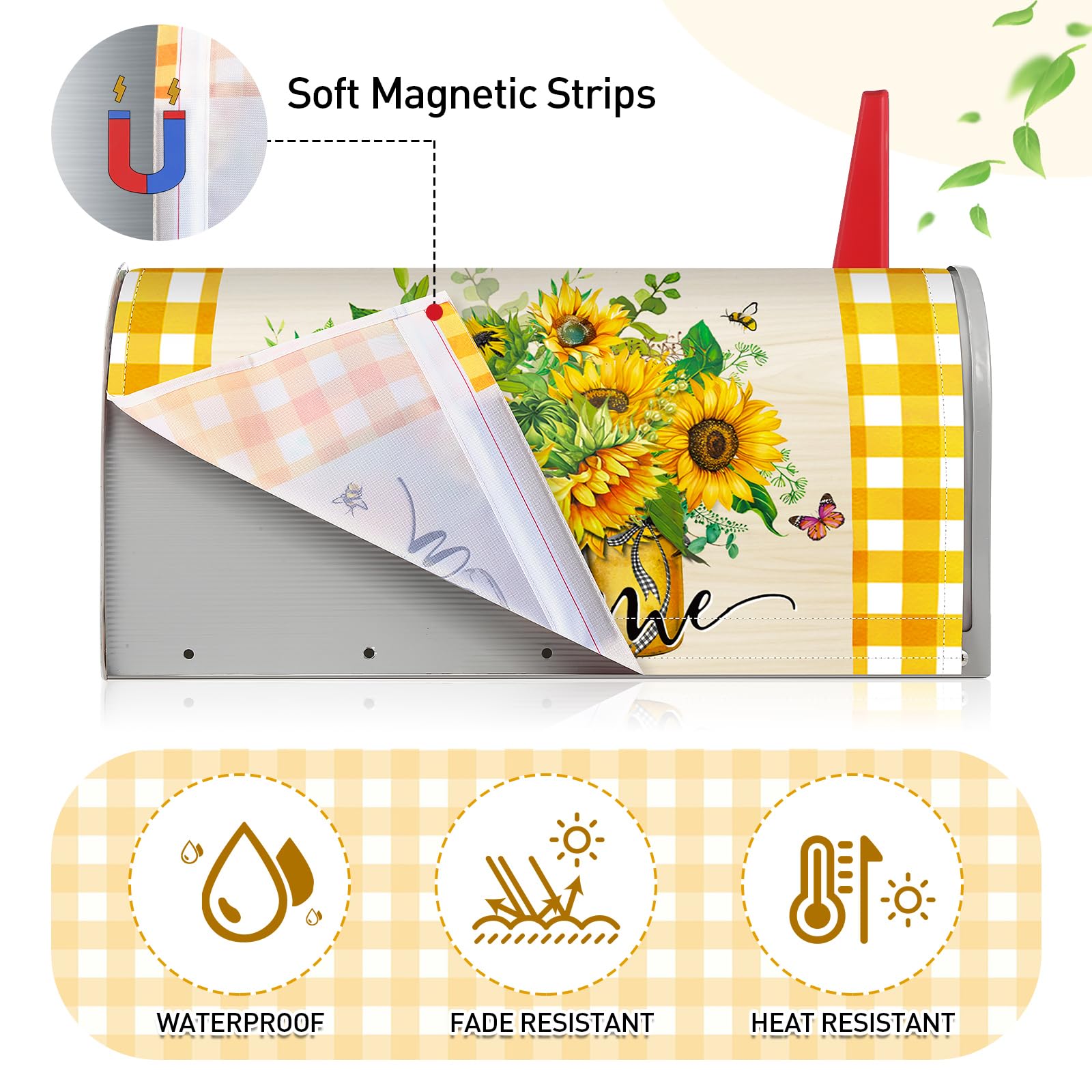 Pickmesh sunflower design mailbox cover withstands wind and rain.