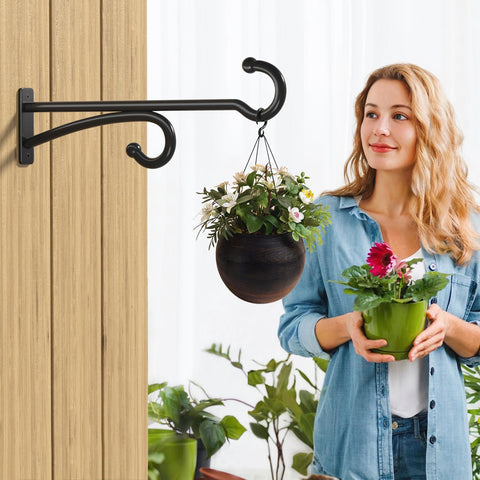 Pickpiff 14-inch plant hook on outdoor porch for all-season display.