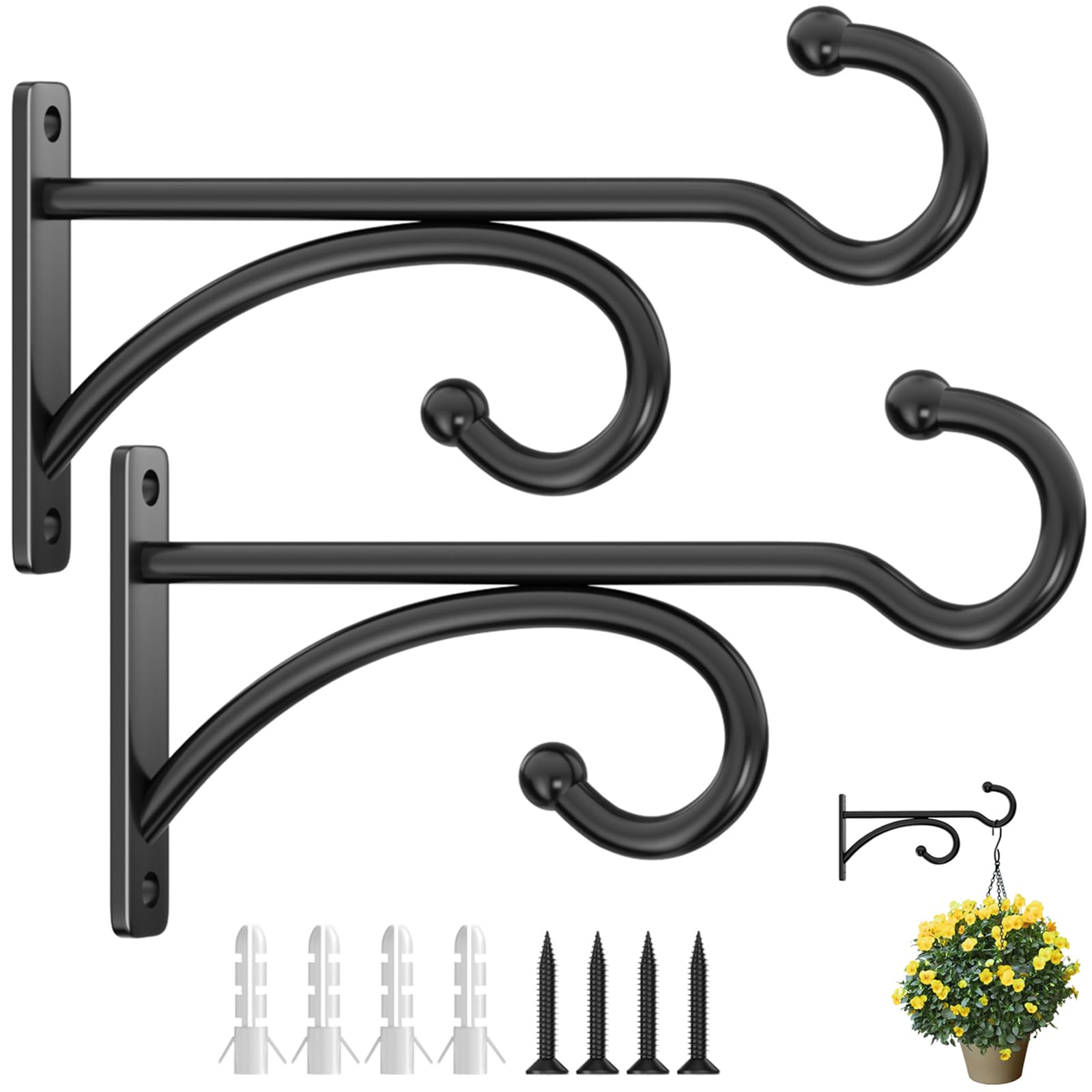 Pickpiff 6in plant hanger hook on wall mount; sturdy support for planters.