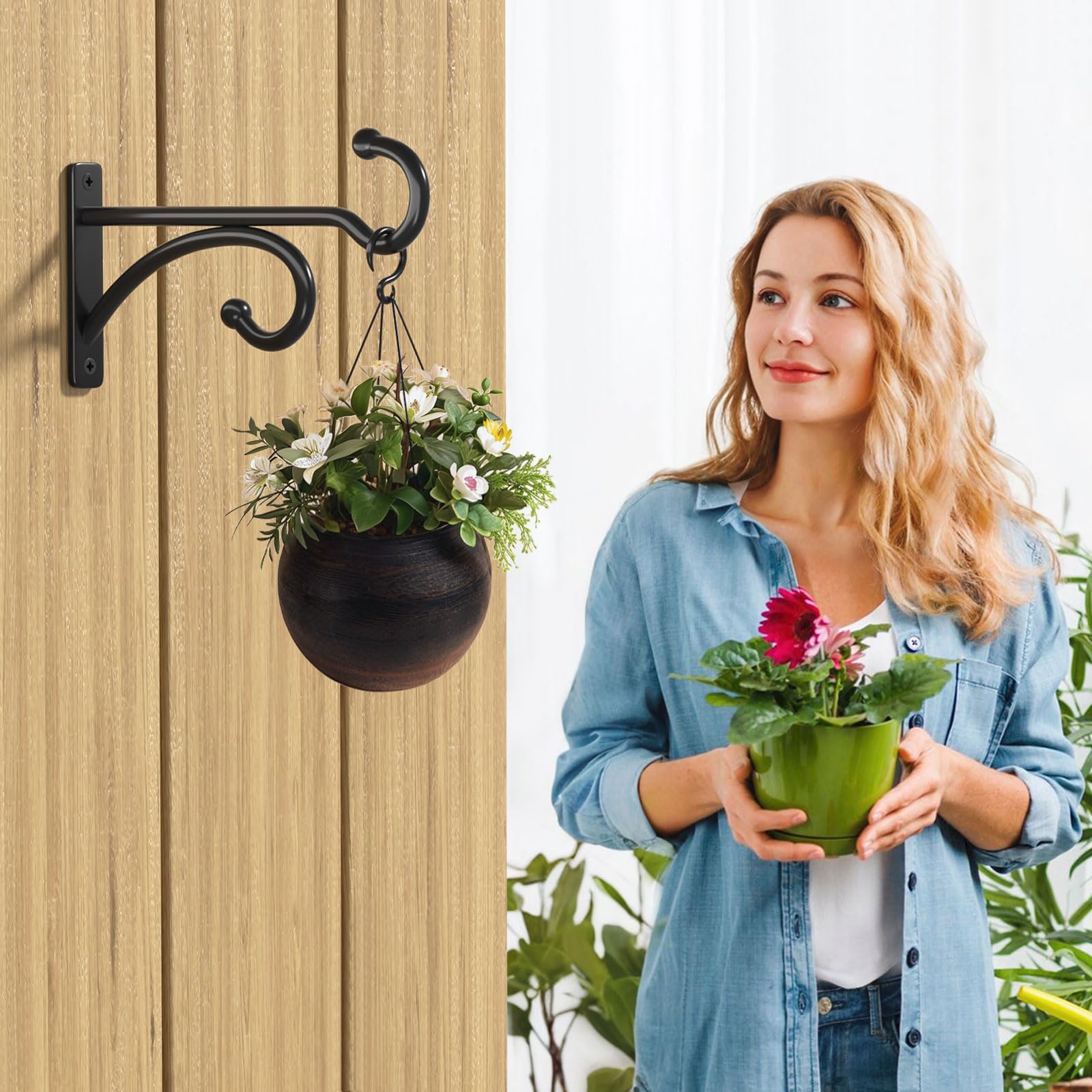Pickpiff 6in planter hook; secure option for bird feeders indoors.