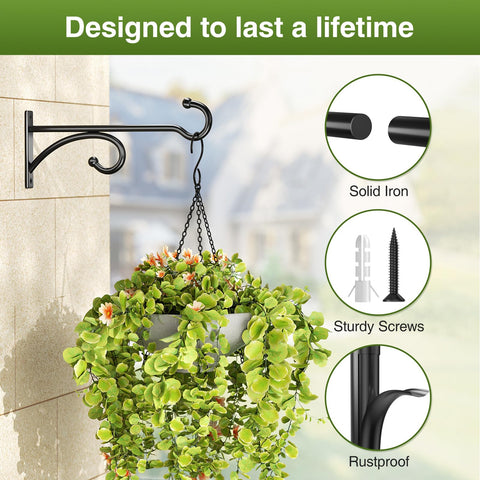 Pickpiff black metal bird feeder bracket in garden offering outdoor-friendly hanging solution.