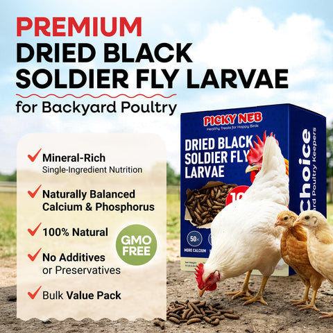 Picky Neb BSFL in a serving bowl, convenient high-protein poultry snack.
