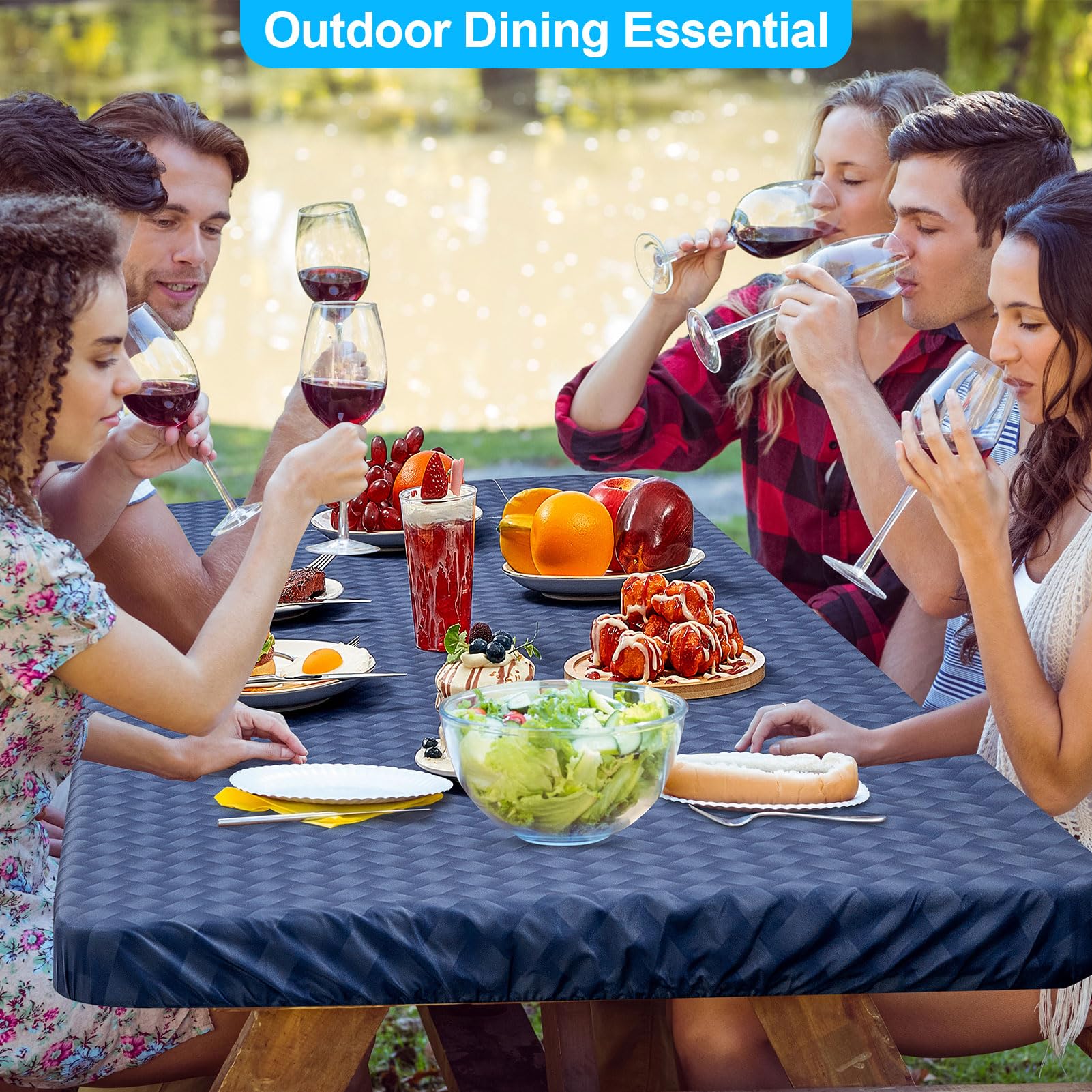 PickyNproud table cover suits indoor meals, camping trips, and backyard barbecues.