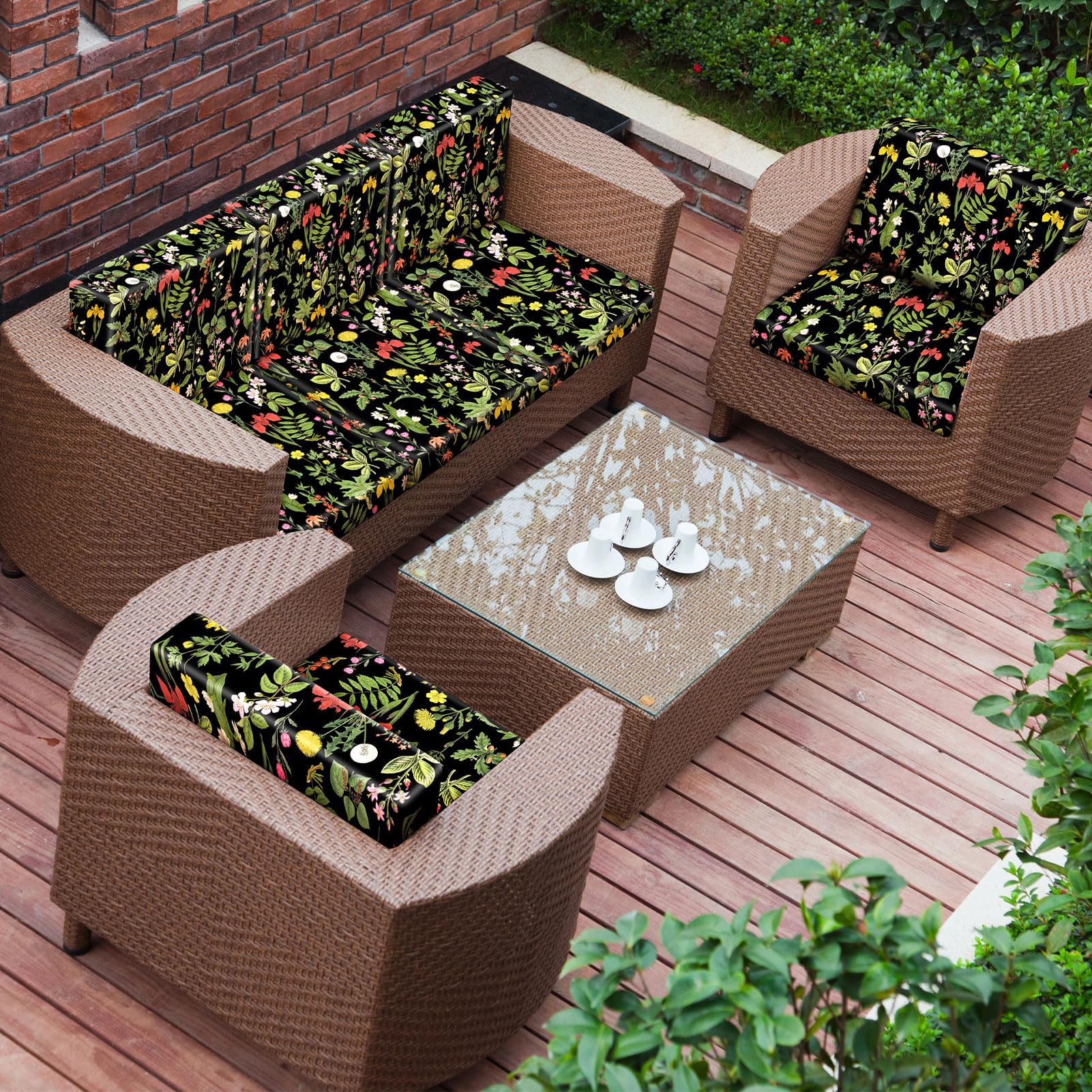 PickyNproud outdoor cushion covers with elastic bottom securely fit cushions.