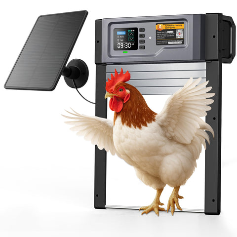 Pidemeo automatic chicken coop door with solar panel for reliable opening at dawn