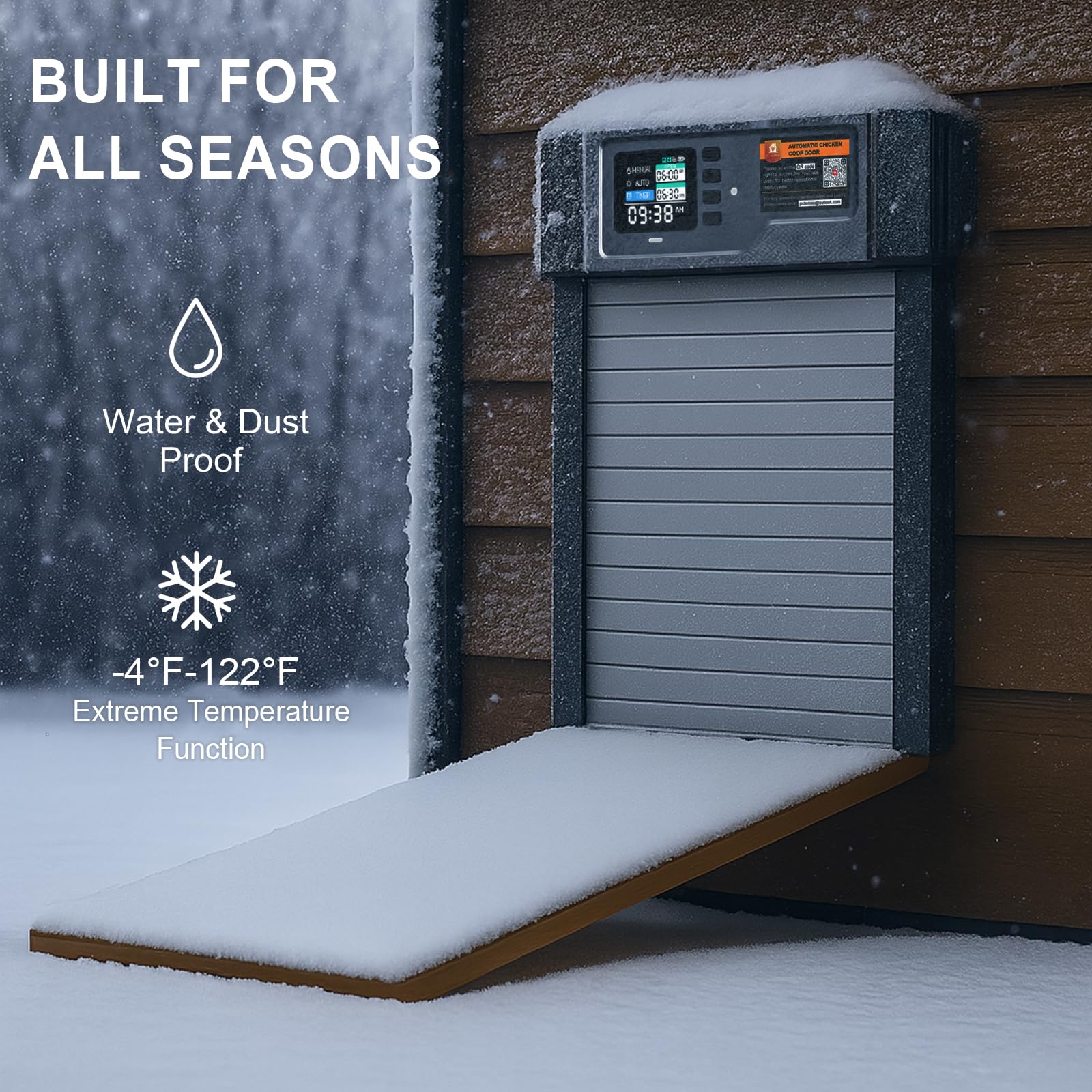 Pidemeo weatherproof, cold-resistant door performs from -4°F to 122°F