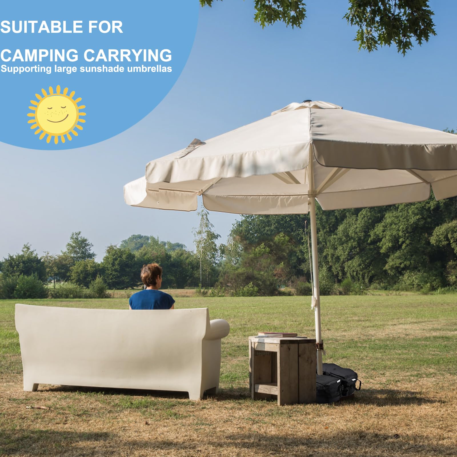 PidmFoy universal compatibility with offset and cantilever stands for patio use.