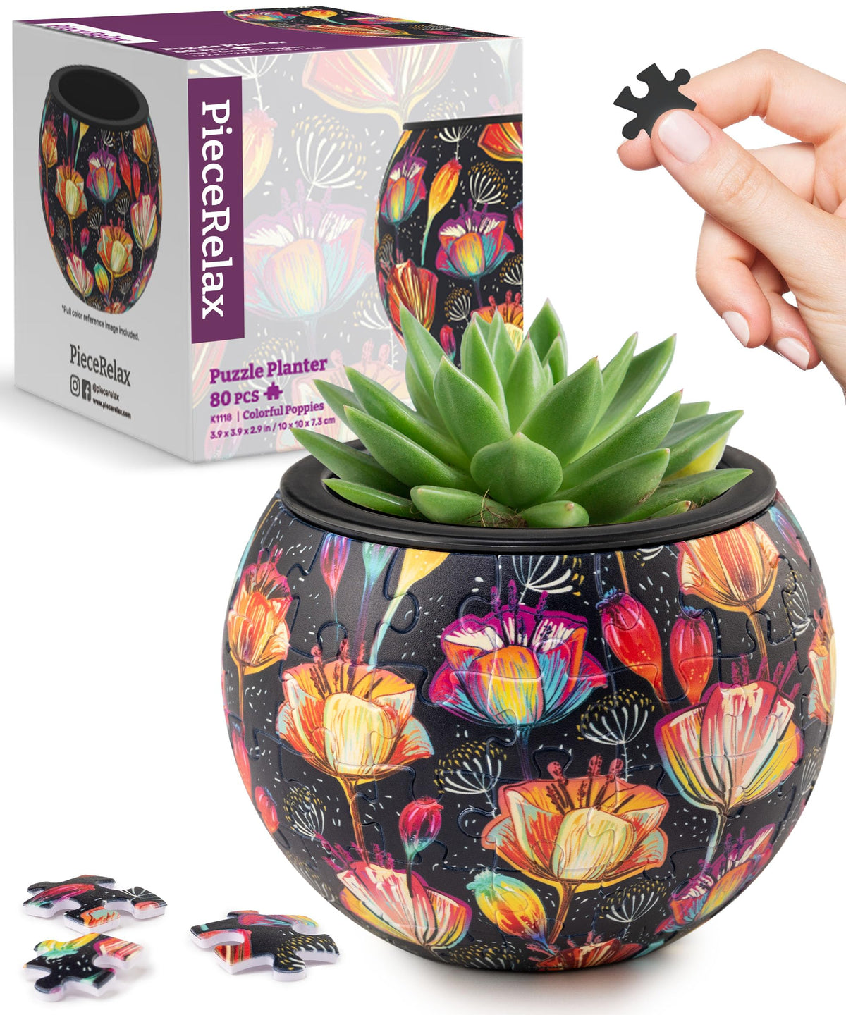 PieceRelax 3D puzzle flowerpot front view with sturdy interlocks