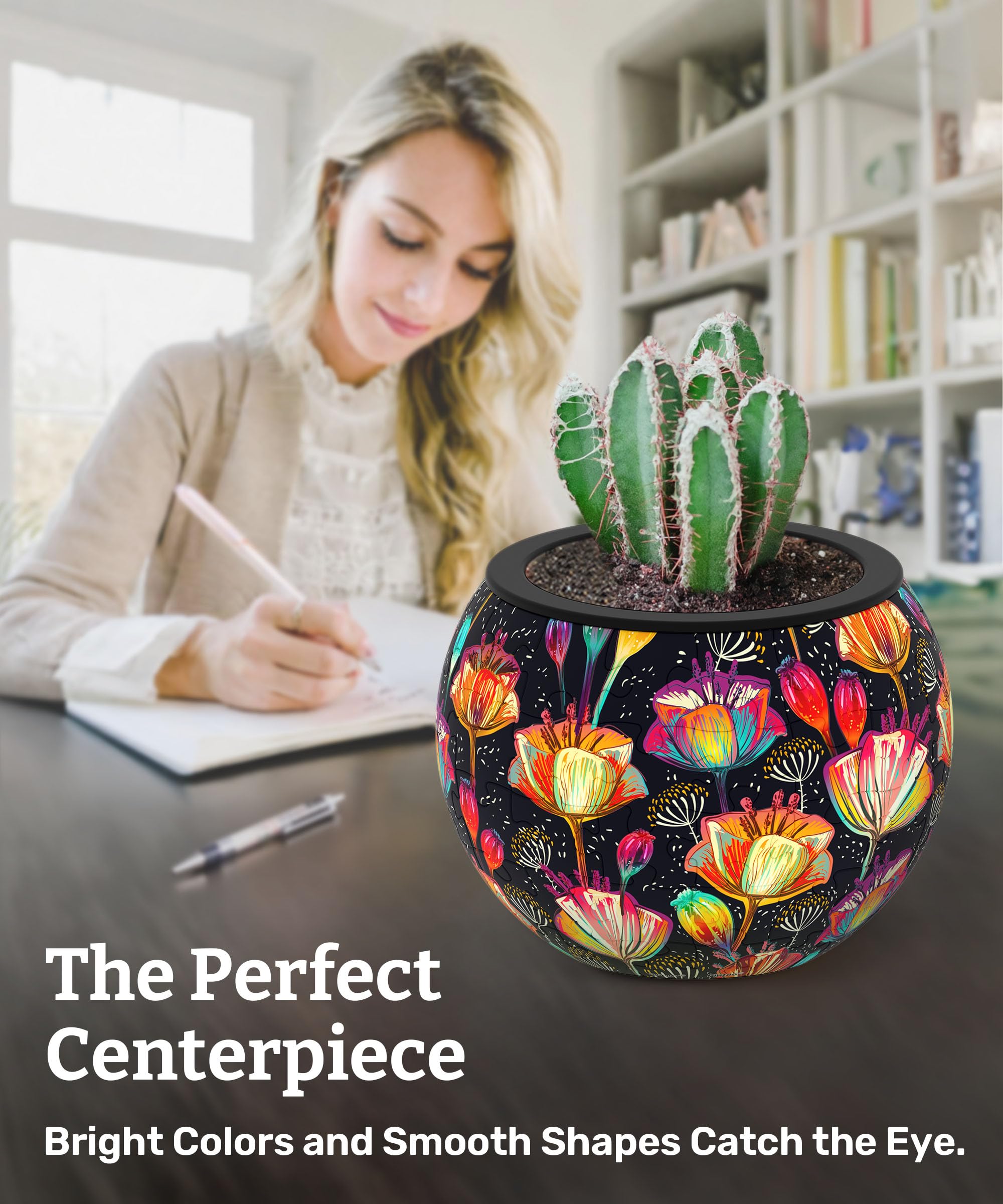 PieceRelax 3D puzzle flowerpot side angle with interlocking joints