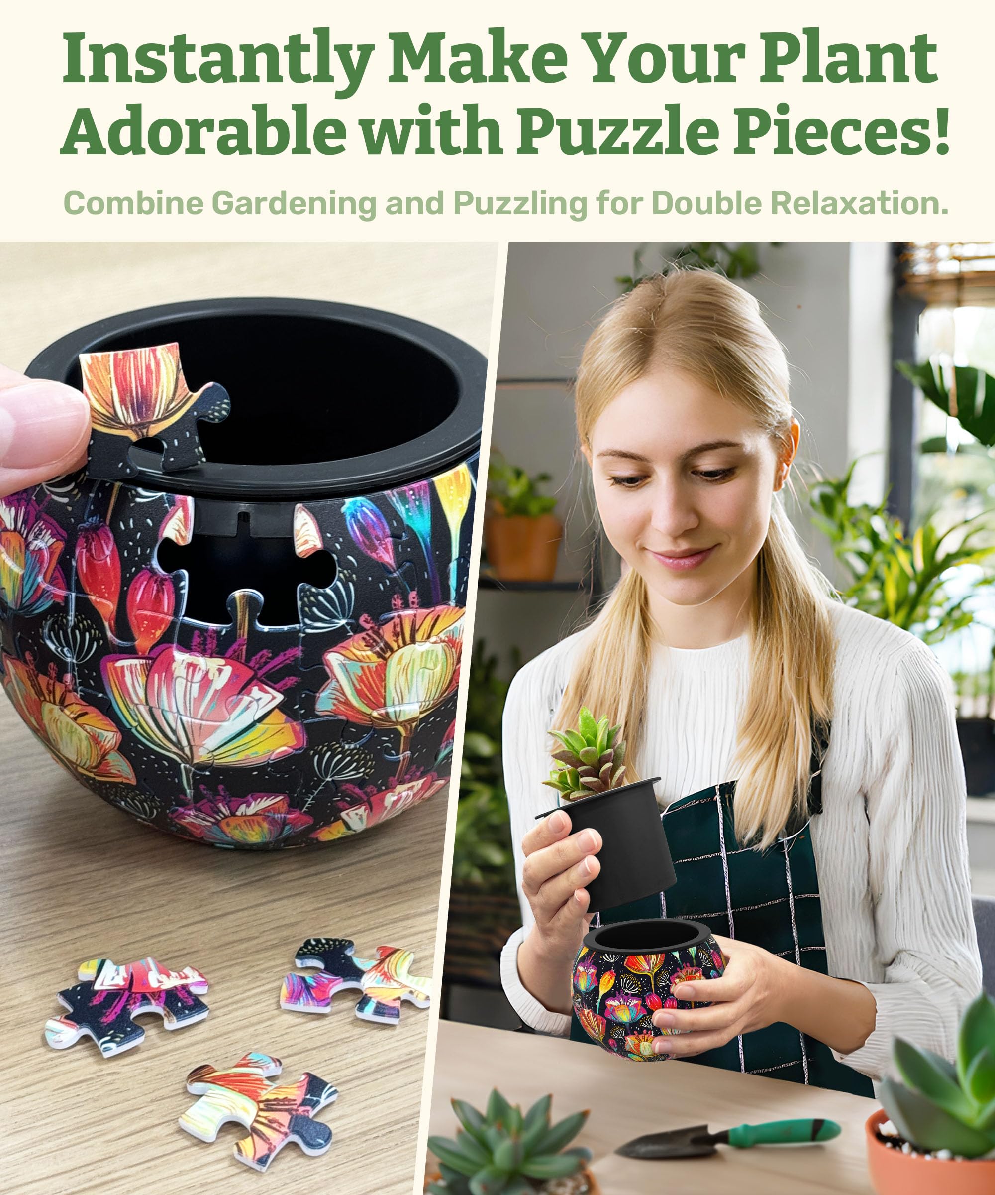 PieceRelax 3D puzzle flowerpot top view showing vibrant poppies