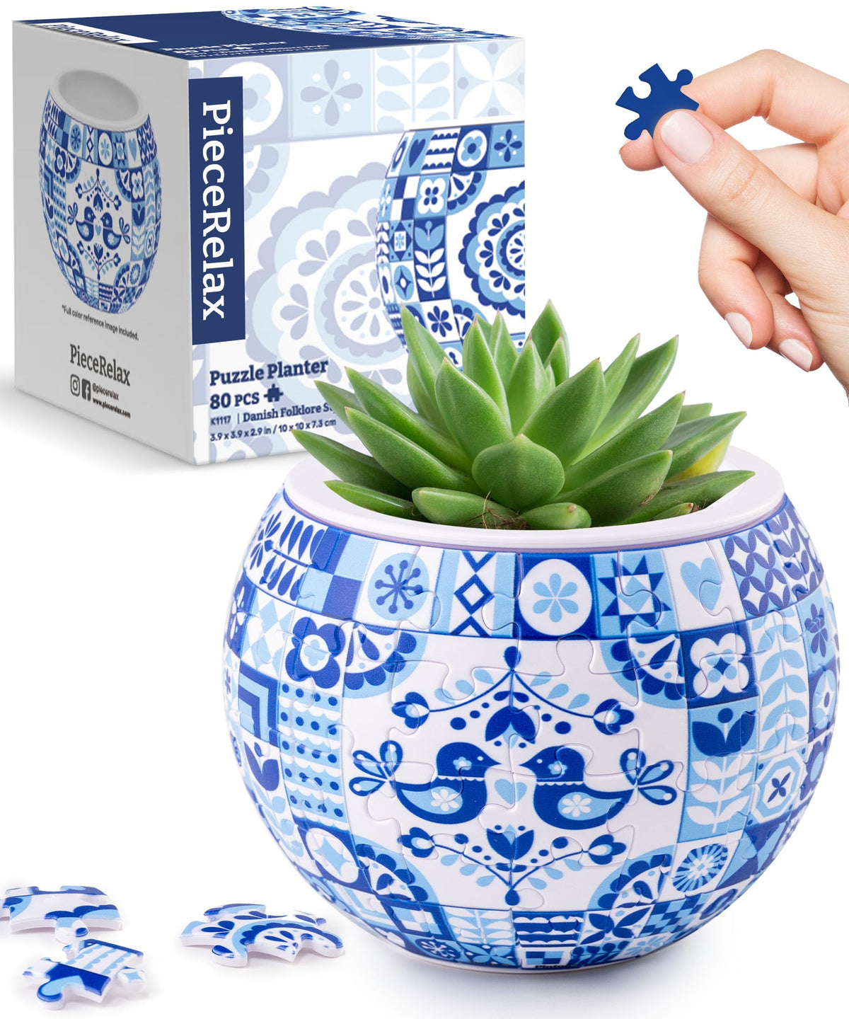 PieceRelax 3D puzzle planter with interlocking pieces for a striking indoor display.