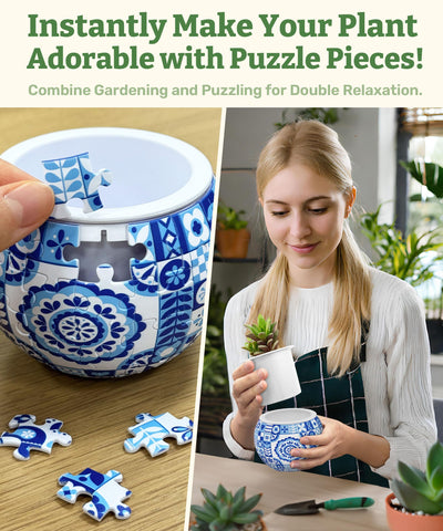 PieceRelax Danish folklore flowerpot adds colorful decor on shelves and desks.