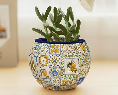 PieceRelax planter in Danish folklore style pattern enhances cozy home decor