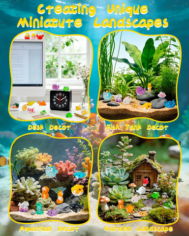 Piemow aquarium decor resin mini animals suited for desk or study spaces.