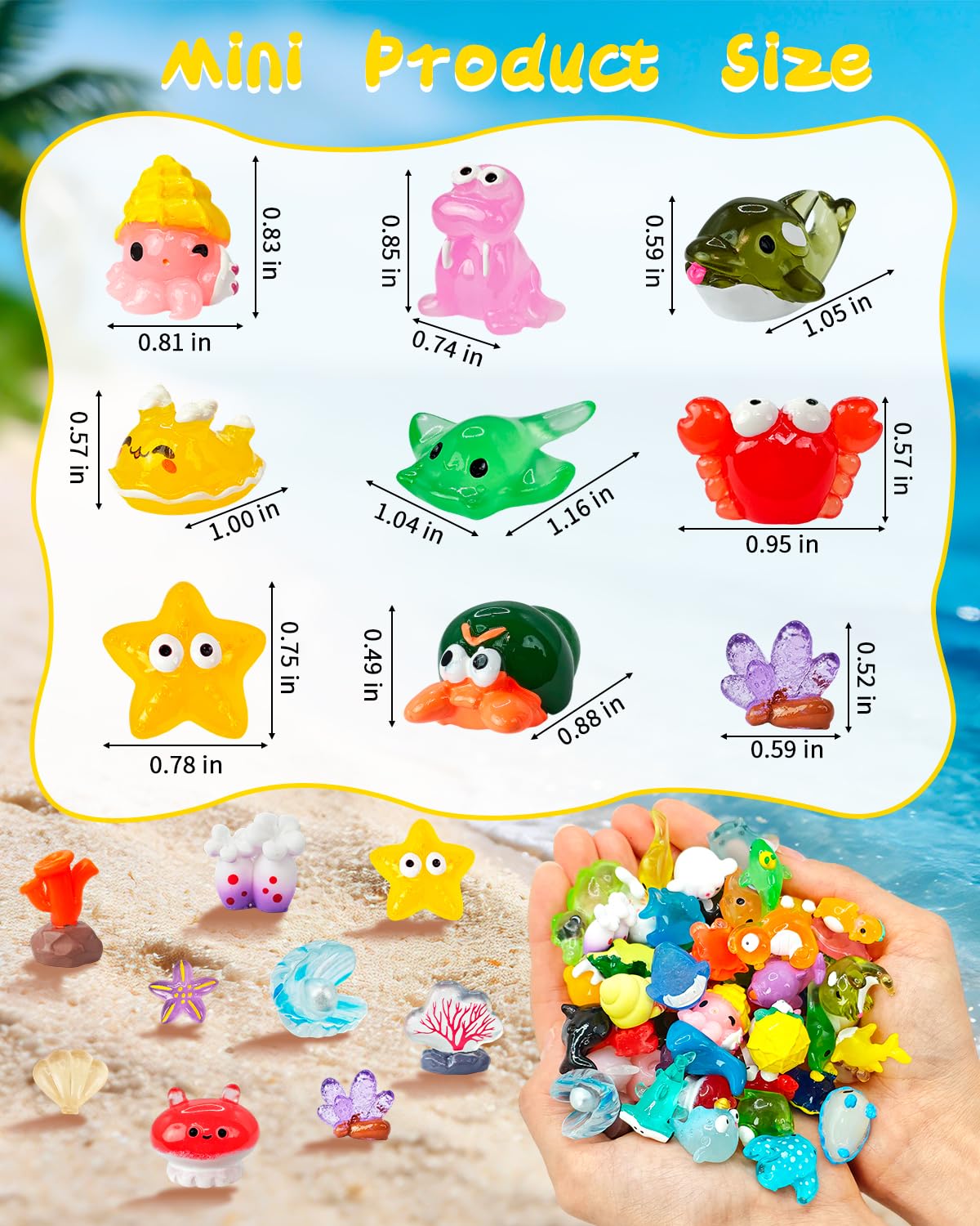 Piemow crabs and coral mini resin figures add color to dioramas.