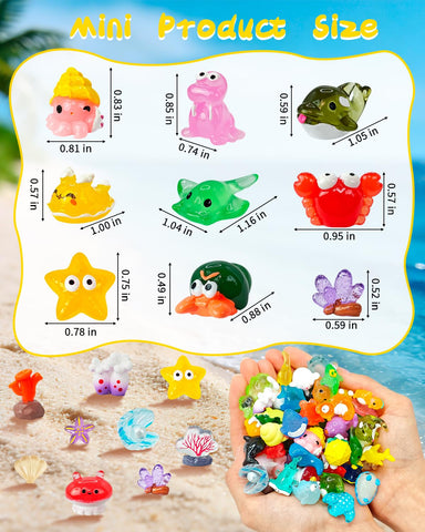 Piemow crabs and coral mini resin figures add color to dioramas.