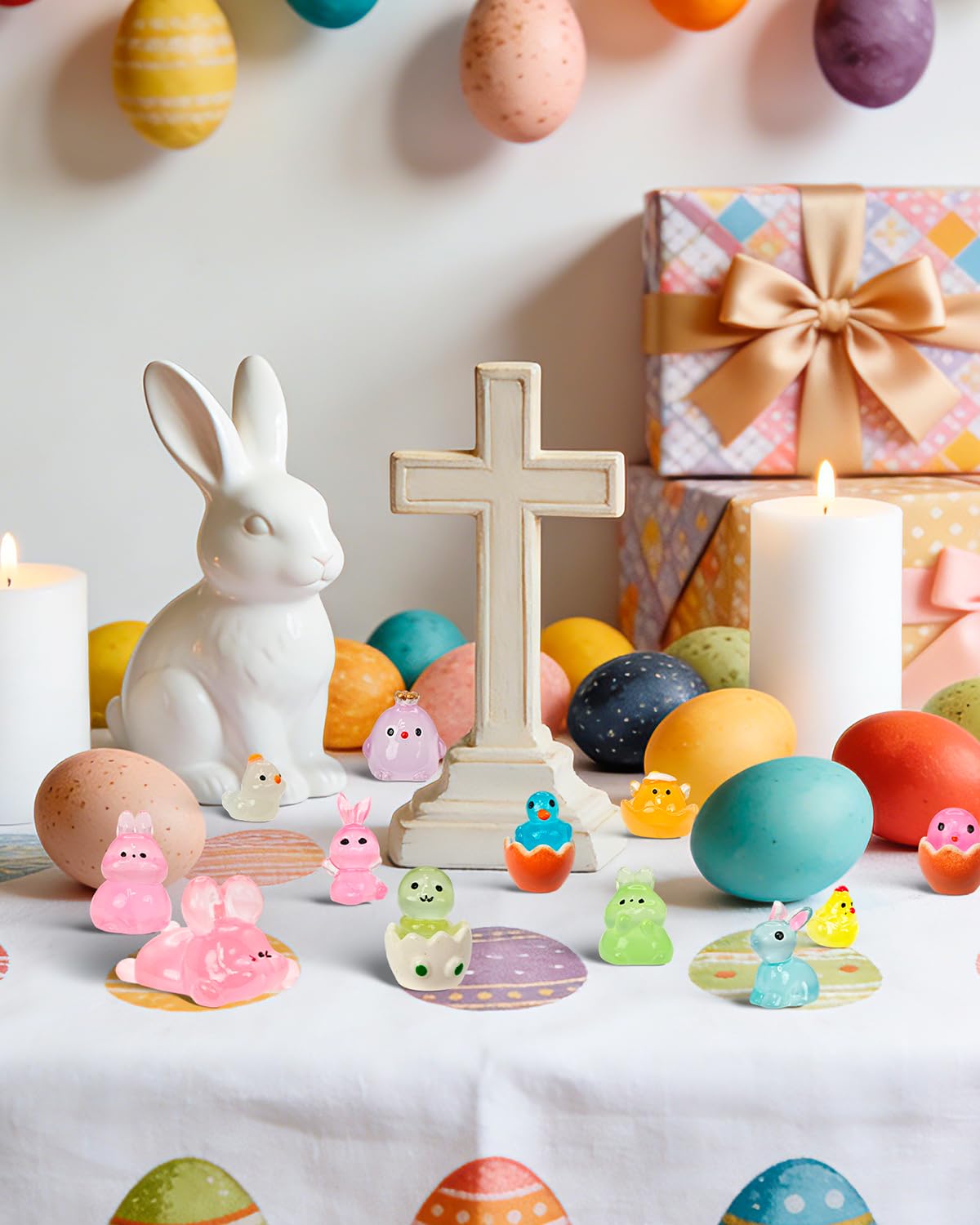Piemow Easter baskets mini figurines for micro landscape scenes and seasonal centerpieces.