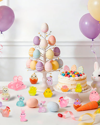 Piemow Easter bears mini figurines brighten shelves and tabletops with whimsy.