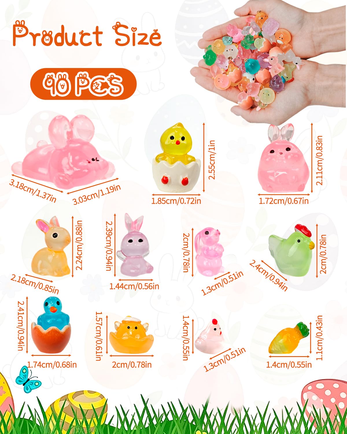 Piemow Easter carrots mini figurines add color to egg fillers and terrariums.