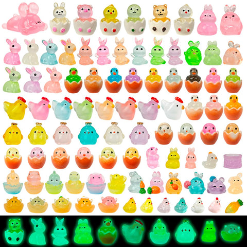 Piemow Easter rabbits mini figurines for dollhouse decor and festive table accents.