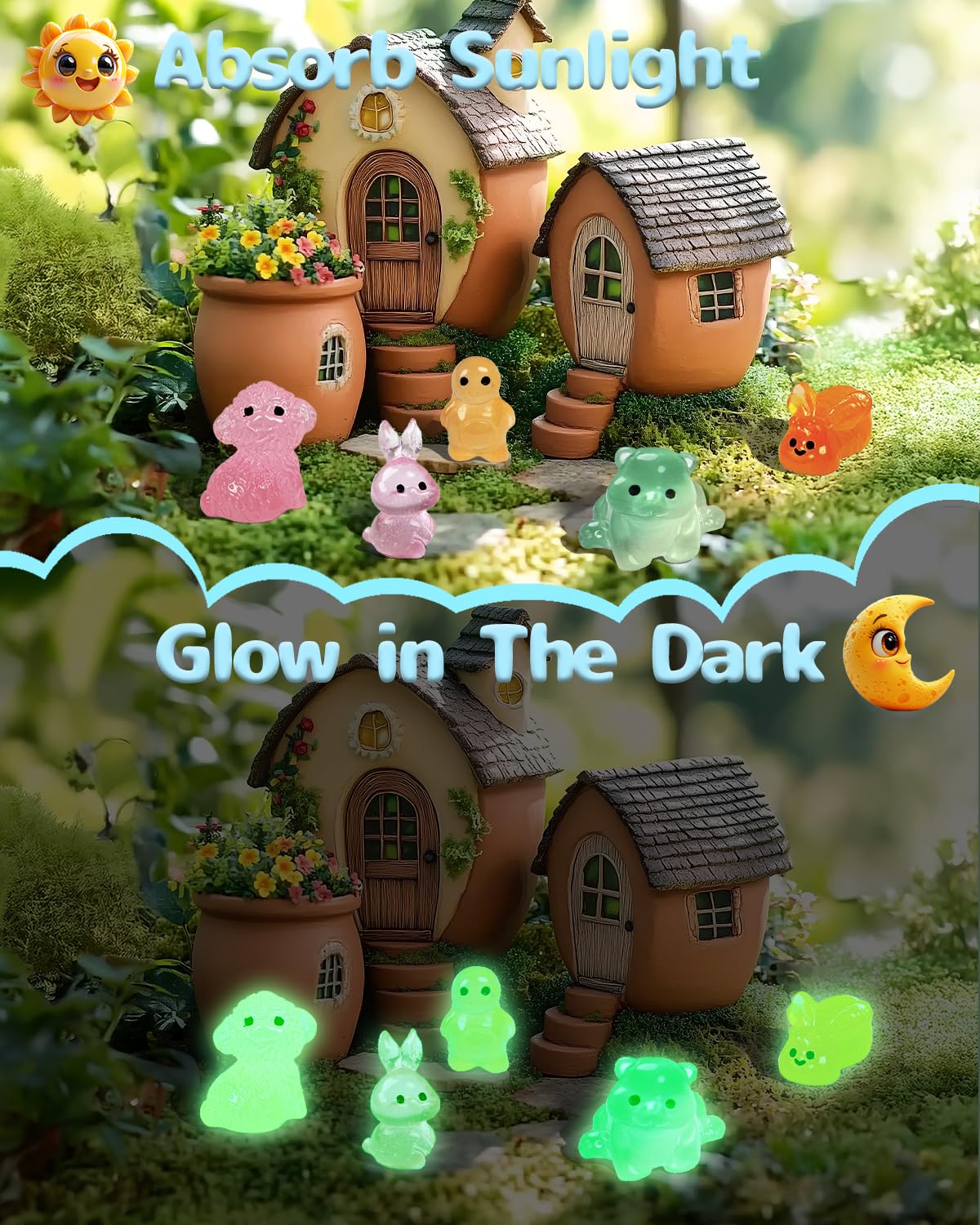 Piemow bear mini statue enhances fairy garden scenes with presence