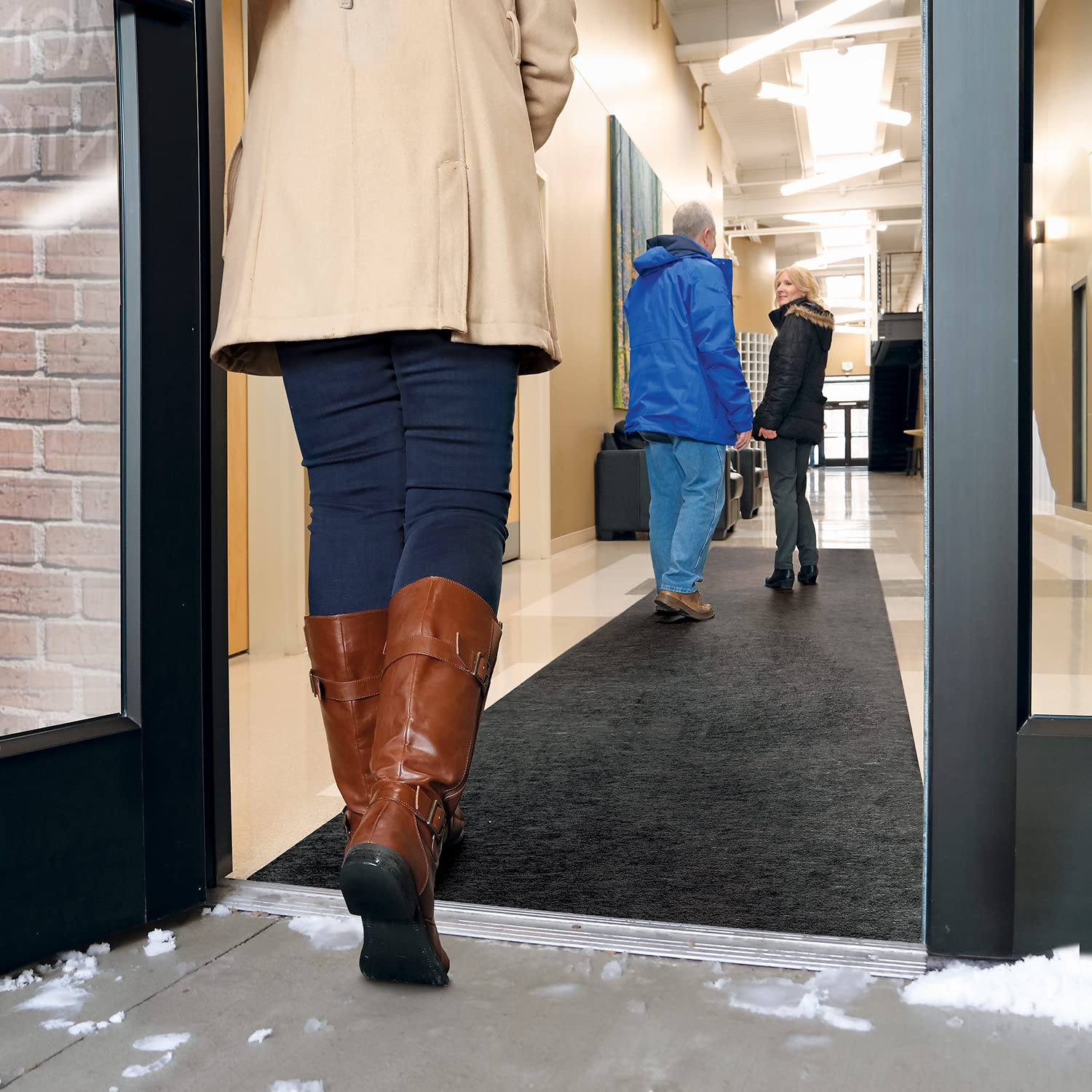 PIG Grippy floor mat runner for high-traffic entrances reduces slip risk and dirt spread