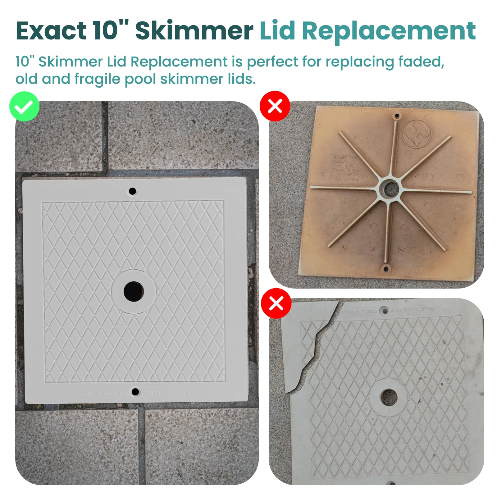 PIHIL heavy-duty plastic skimmer lid resists cracking and fading
