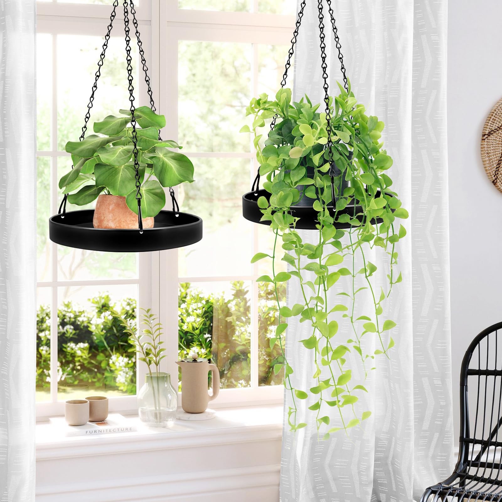 PIKAMAO hanging planter basket holds two small plants securely