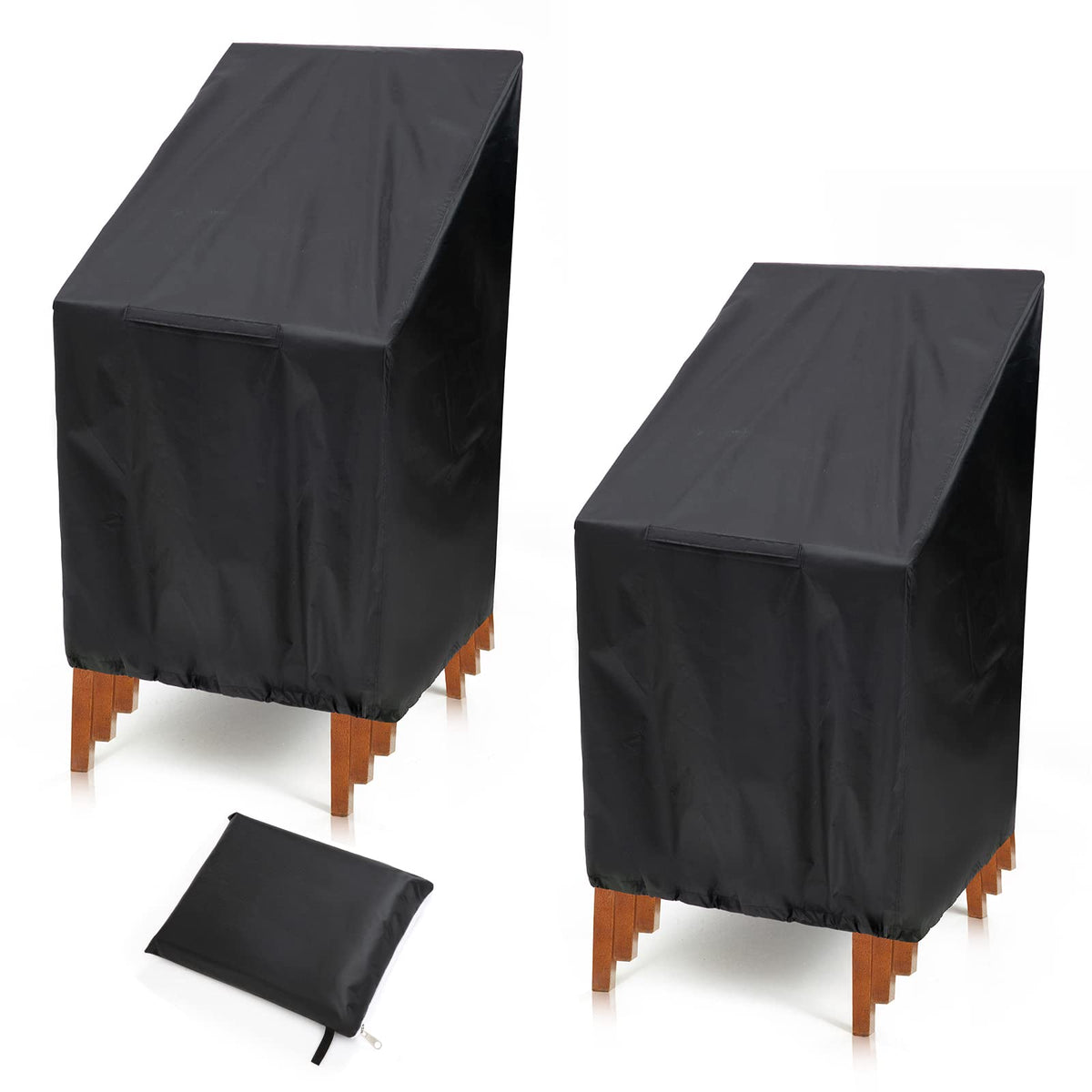 PIKAMAO outdoor chair covers protect stackable chairs from rain and dust.