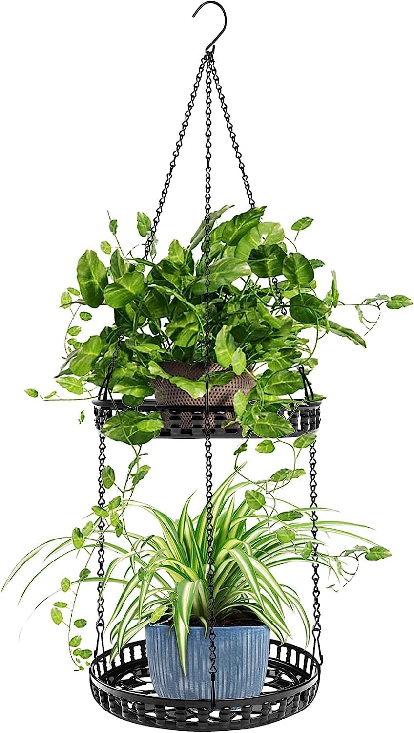 PIKAMAO plant hanger 2-tier tray wide view for dramatic indoor display