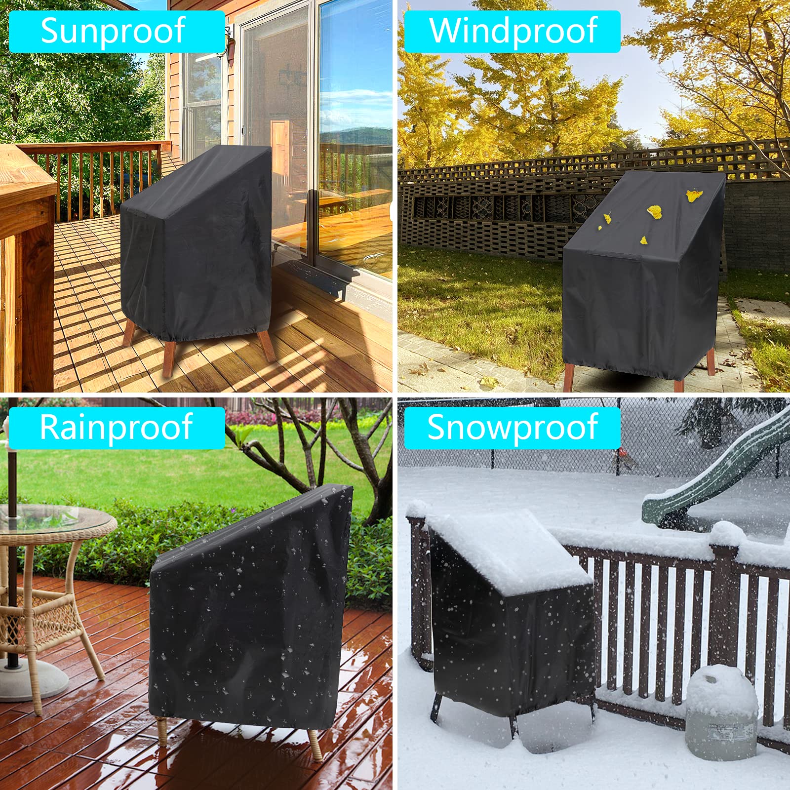 PIKAMAO titanium-silver coated cover resists fading on high-back chairs.
