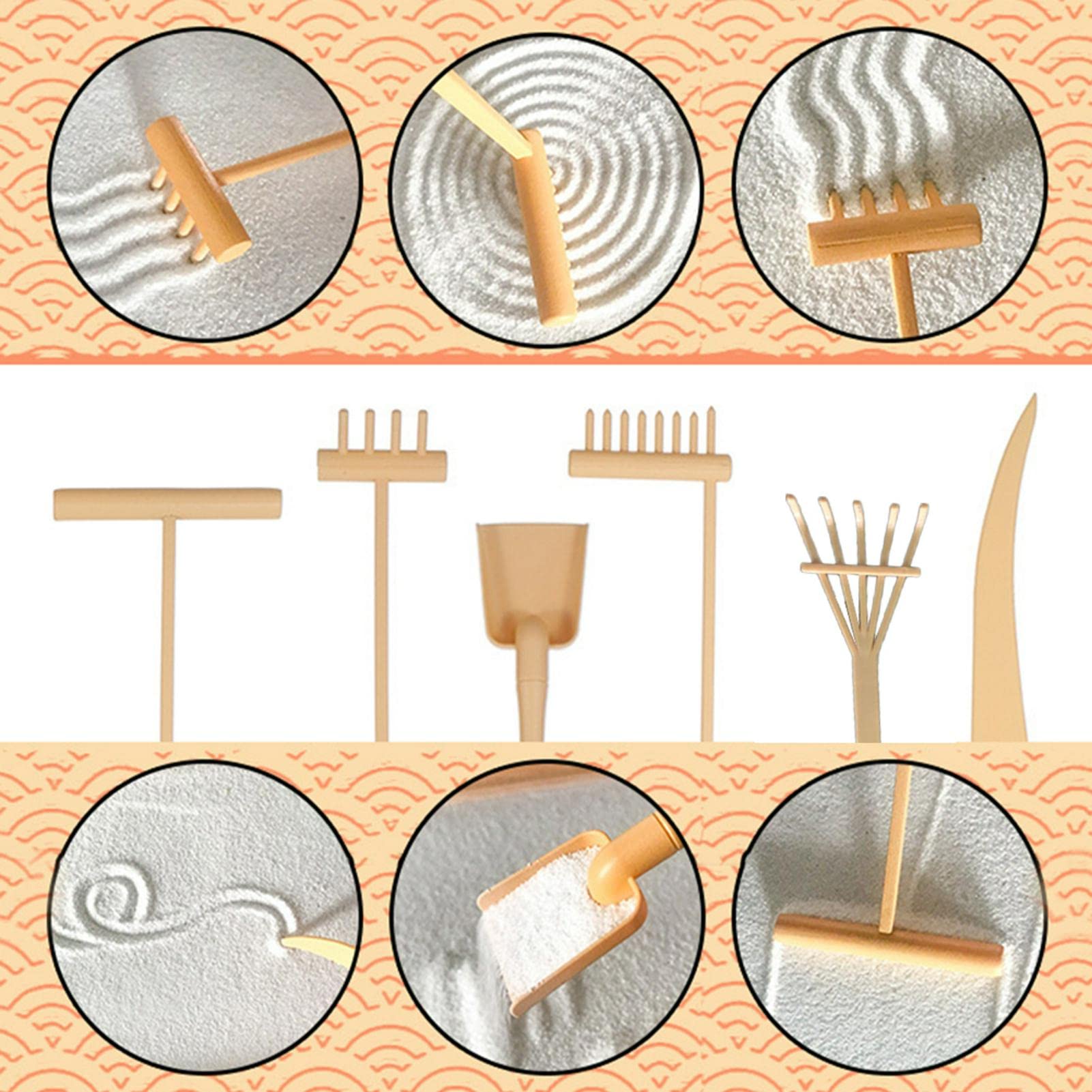 Pilarmuture mini zen garden rake beige close-up for desk meditation and focus