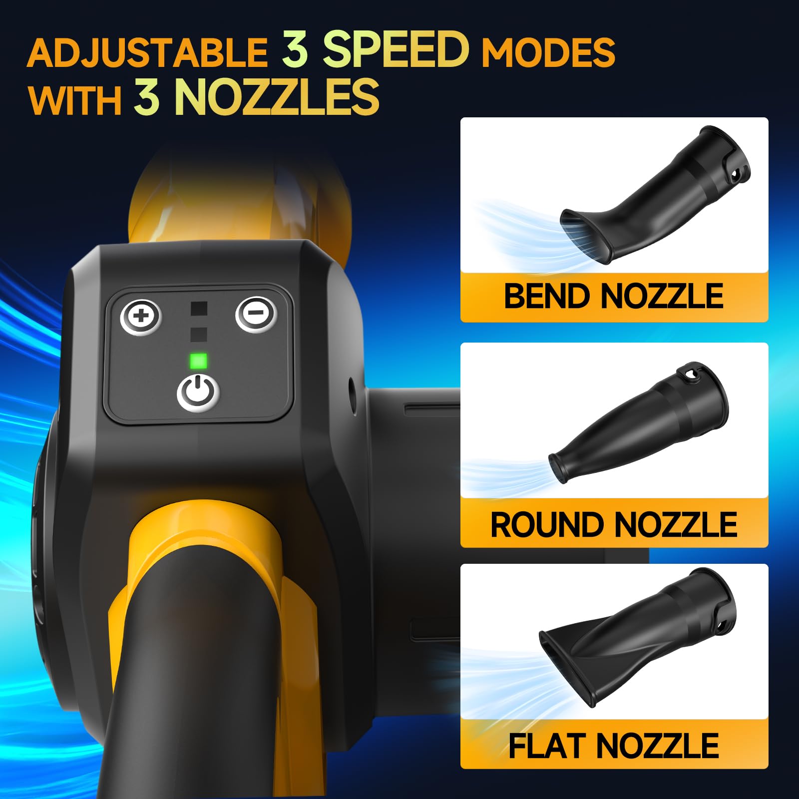 PILENTO 3-speed settings adapt to leaves, dust, or light snowfall.